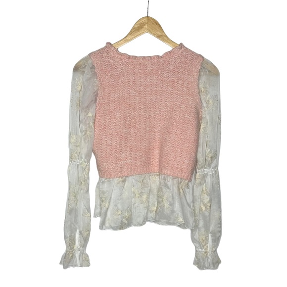 NWT Anthropologie Pink Layered Sweater Vest Blouse xxs - Picture 5 of 14